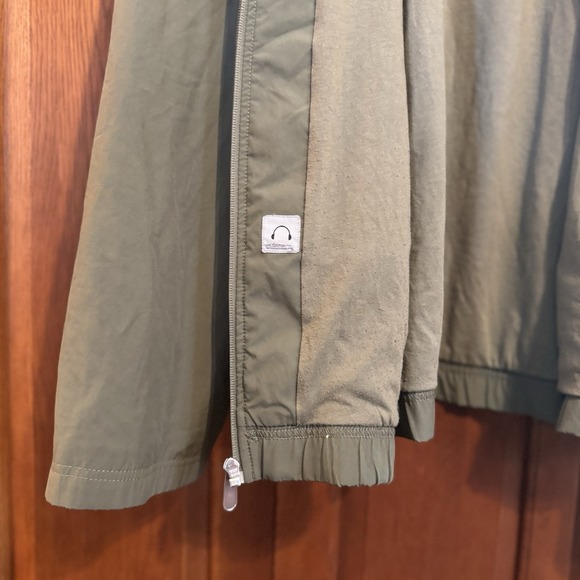Nike Jacket Mens Large Olive Green Mini Swoosh Fleece Lined Full Zip Striped 00s - Picture 7 of 9